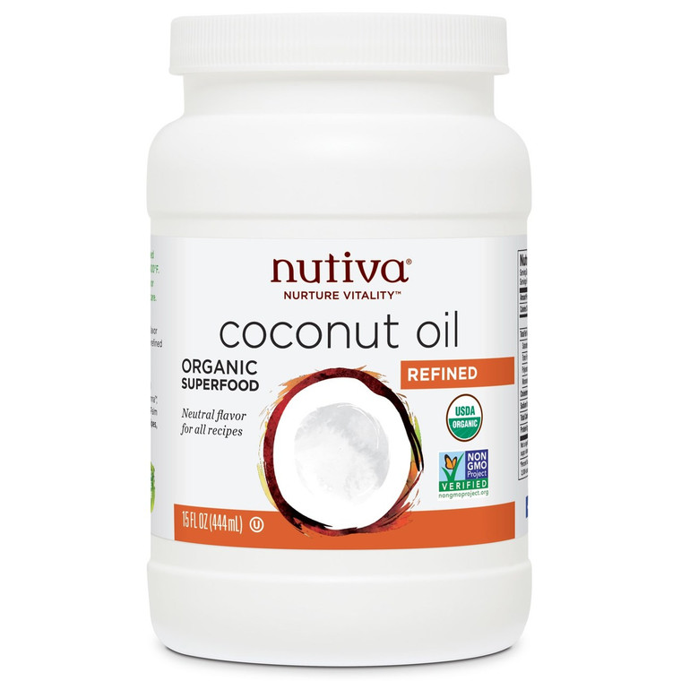 3 PACK of Nutiva, Organic Coconut Oil, Refined, 15 fl oz (444 ml)