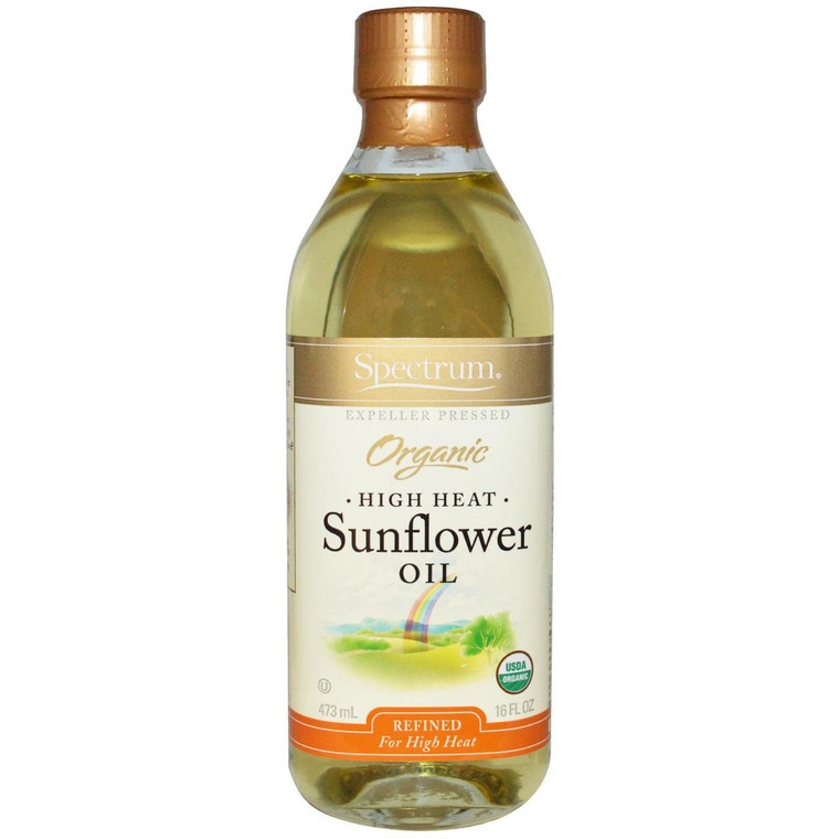 3 PACK OF Spectrum Naturals, Organic High Heat Sunflower Oil, Refined, 16 fl oz (473 ml)