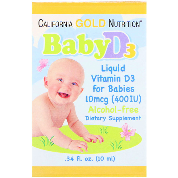 California Gold Nutrition, Baby Vitamin D3 Drops, 400 IU, .34 fl oz (10 ml)