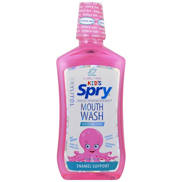 Xlear, Kids Spry Mouth Wash, Enamel Support, Alcohol-Free, Natural Bubble Gum, 16 fl oz (473 ml)