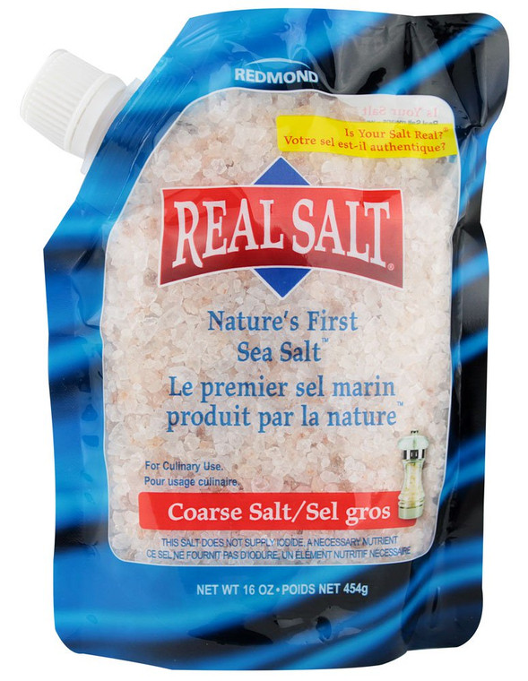 3 PACK of Redmond Real Salt Natures First Sea Salt Coarse -- 16 oz