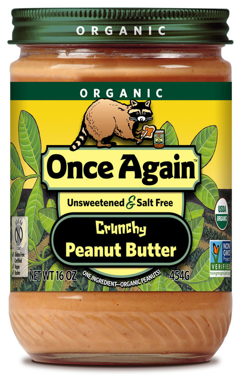 Once Again, Organic Peanut Butter Salt Free Crunchy - 16 oz