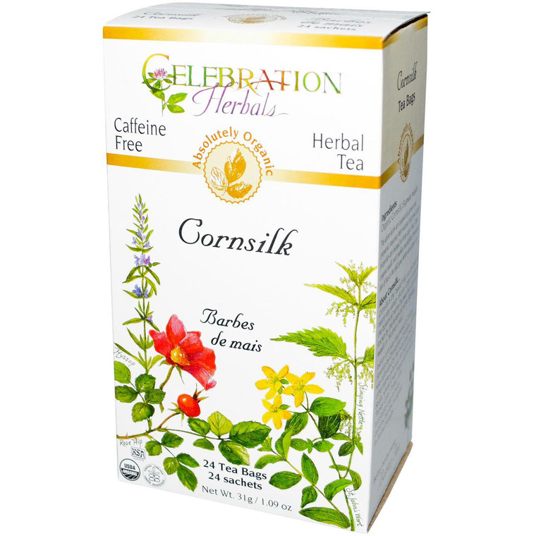 Celebration Herbals, Organic, Herbal Tea, Cornsilk, Caffeine Free, 24 Tea Bags, 1.09 oz (31 g)