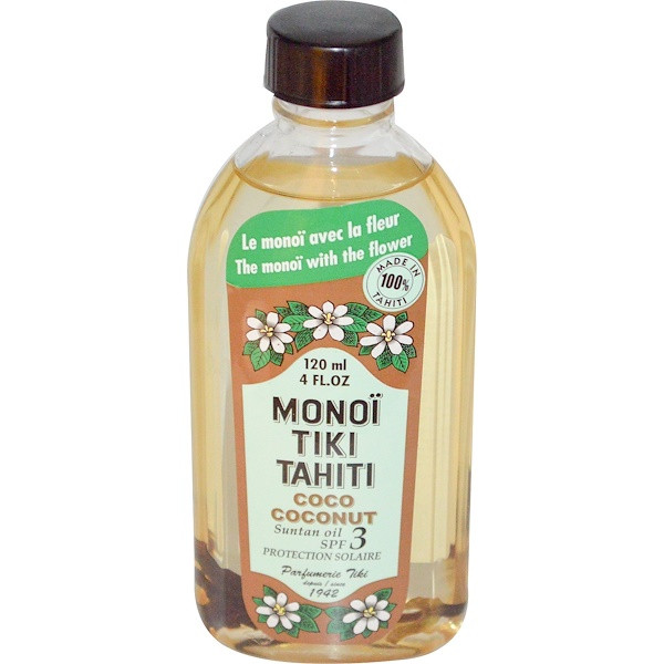 3 PACK of Monoi Tiare Tahiti Suntan Oil with Sunscreen Coco Coconut -- 4 fl oz
