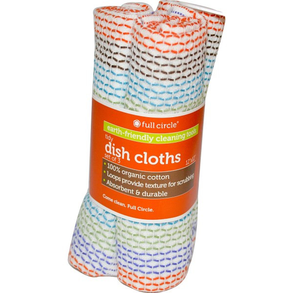3 PACK of Full Circle, Tidy Dish Cloths, Set of 3, 12" x 12" Each