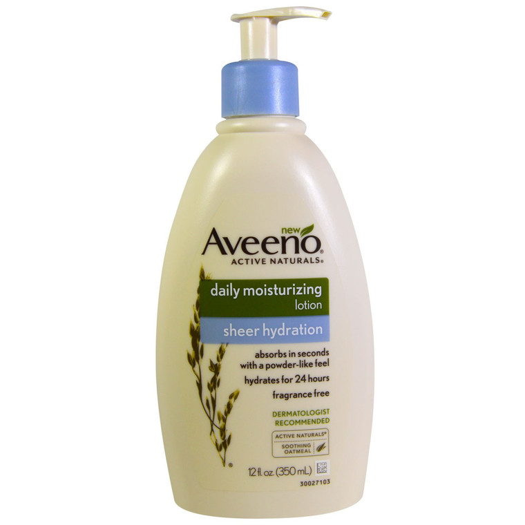 Aveeno, Active Naturals, Daily Moisturizing Lotion, Sheer Hydration, Fragrance Free, 12 fl oz (350 ml)