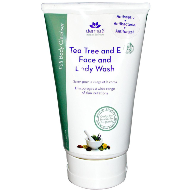 Derma E, Tea Tree and E Face and Body Wash, 8 fl oz (236 ml)