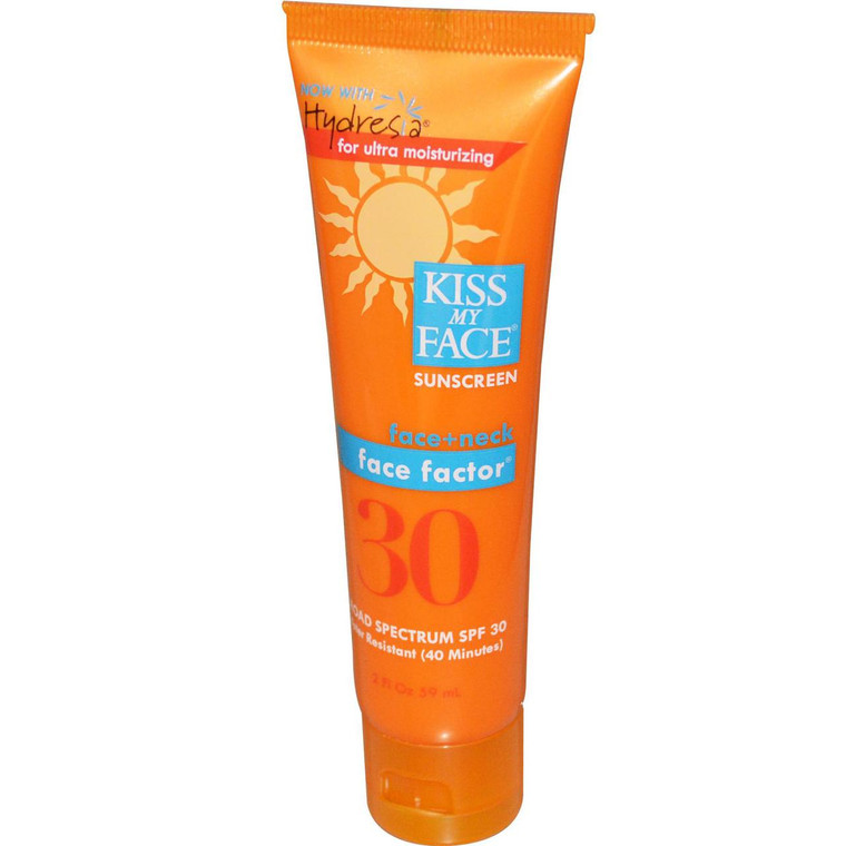 Kiss My Face, Sunscreen, Face Factor, Face + Neck, SPF 30, 2 fl oz (59 ml)