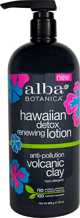 3 PACK of Alba Botanica Hawaiian Detox Renewing Lotion Volcanic Clay -- 32 oz