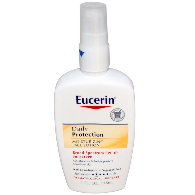Eucerin, Daily Protection Moisturizing Face Lotion, Sunscreen SPF 30, Fragrance Free, 4 fl oz (118 ml)