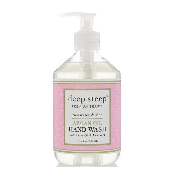 Deep Steep, Argan Oil Hand Wash, Rosewater & Aloe, 17.6 fl oz (520 ml)