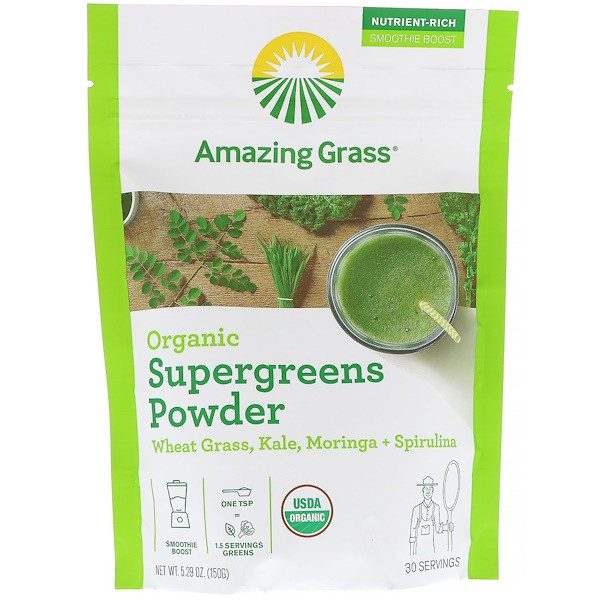Amazing Grass, Organic SuperGreens Powder, 5.29 oz (150 g)