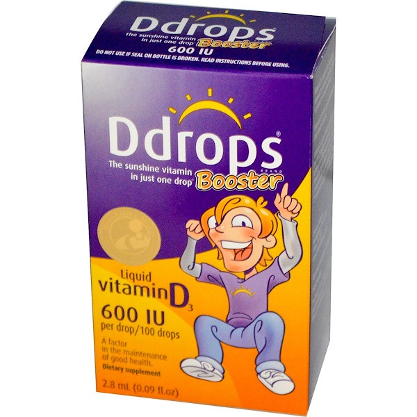 Ddrops, Booster, Liquid Vitamin D3, 600 IU, 0.09 fl oz (2.8 ml)
