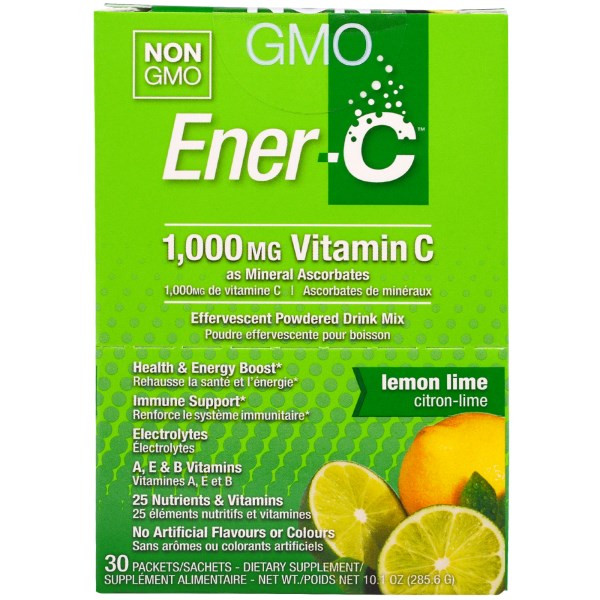 Ener-C, Vitamin C, Effervescent Powdered Drink Mix, Lemon Lime, 30 Packets, 10.1 oz. (285.6 g)