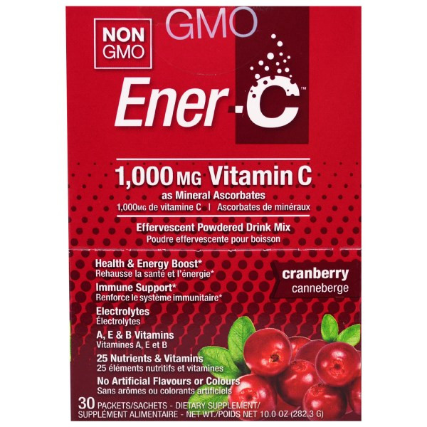 Ener-C, Vitamin C, Effervescent Powdered Drink Mix, Cranberry, 30 Packets, 10.0 oz (282.3 g)