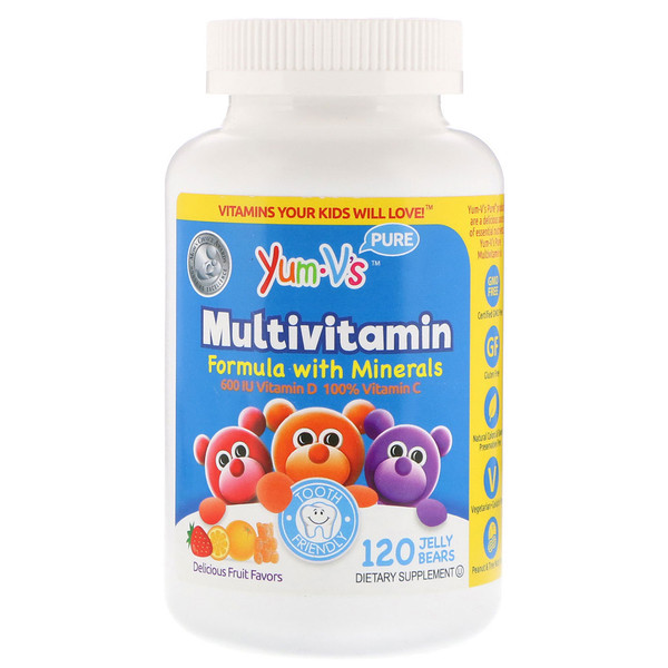 Yum-Vs, Multivitamin Formula With Minerals, Delicious Fruit Flavors, 120 Jelly Bears