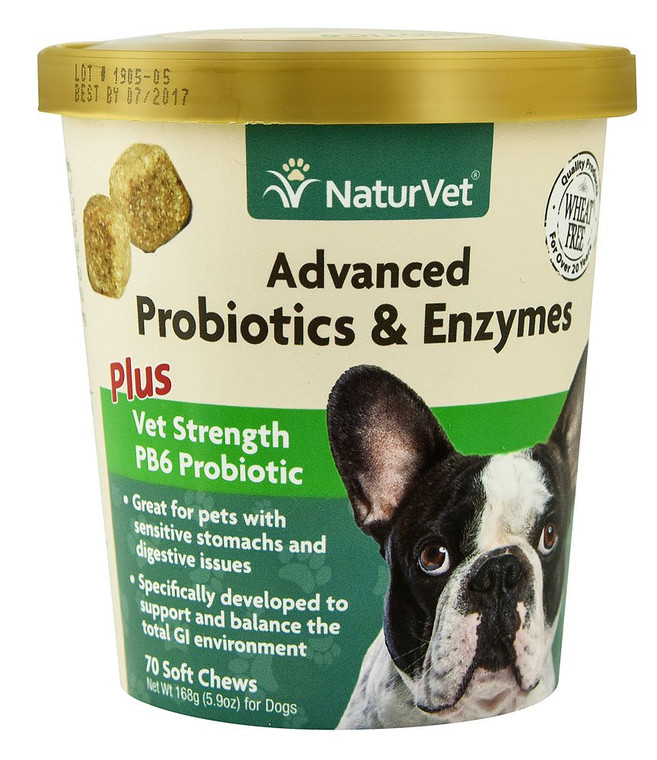 NaturVet Advanced Probiotics & Enzymes Plus for Dogs -- 70 Soft Chews