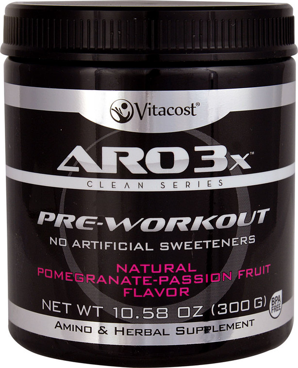 ARO-Vitaco 3X Clean Series Pre-Workout Concentrate Natural Pomegranate Passion Fruit -- 10.58 oz