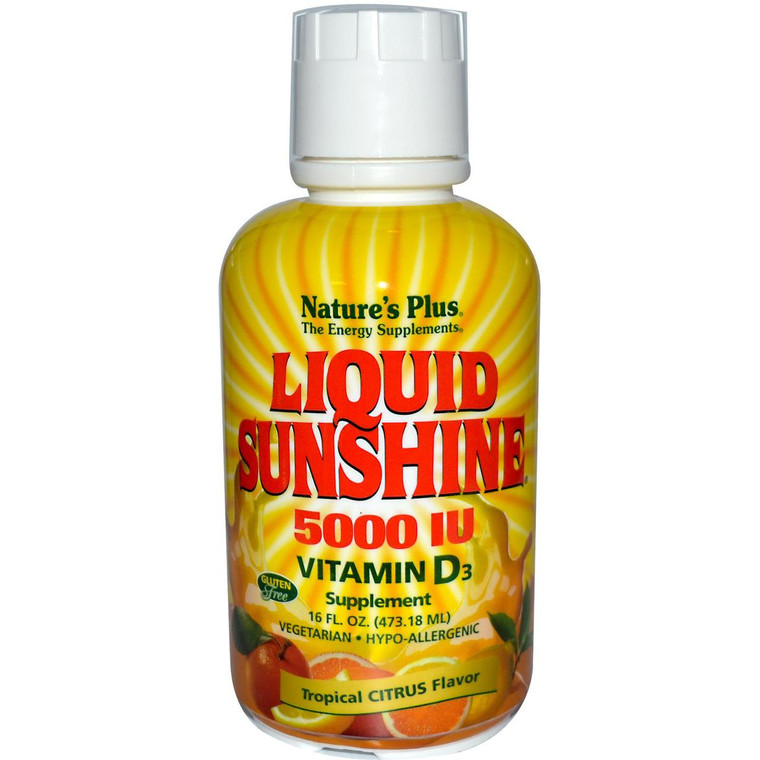 Natures Plus, Liquid Sunshine 5000 IU, Vitamin D3 Supplement, Tropical Citrus Flavor, 16 fl oz (473.18 ml)