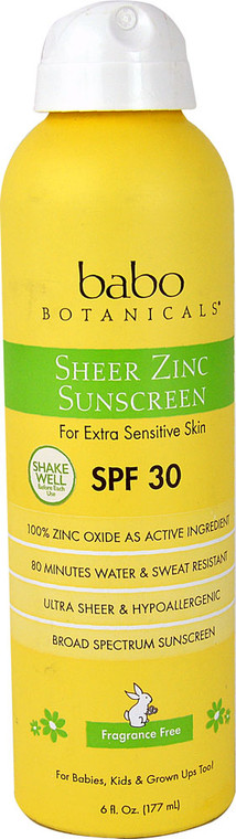 Babo Botanicals Sheer Zinc Sunscreen For Extra Sensitive Skin SPF 30 Fragrance Free -- 6 fl oz