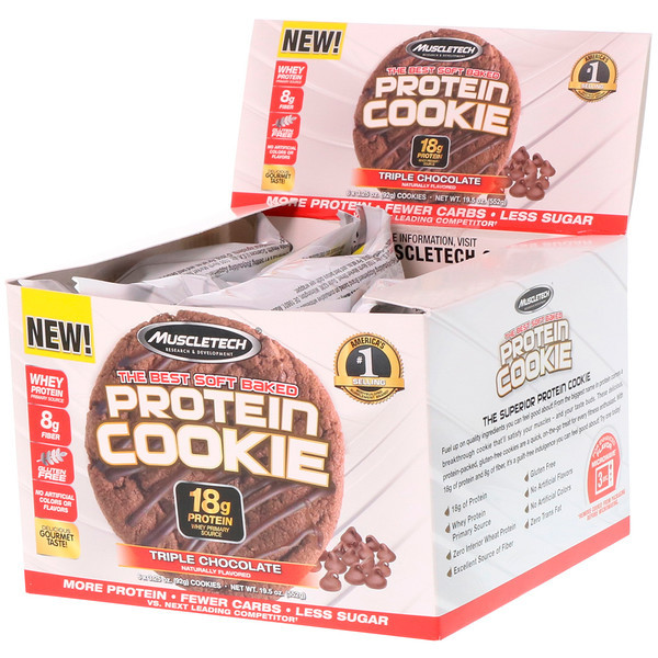 Muscletech, The Best Soft Baked Protein Cookie, Triple Chocolate, 6 Cookies, 3.25 oz (92 g) Each