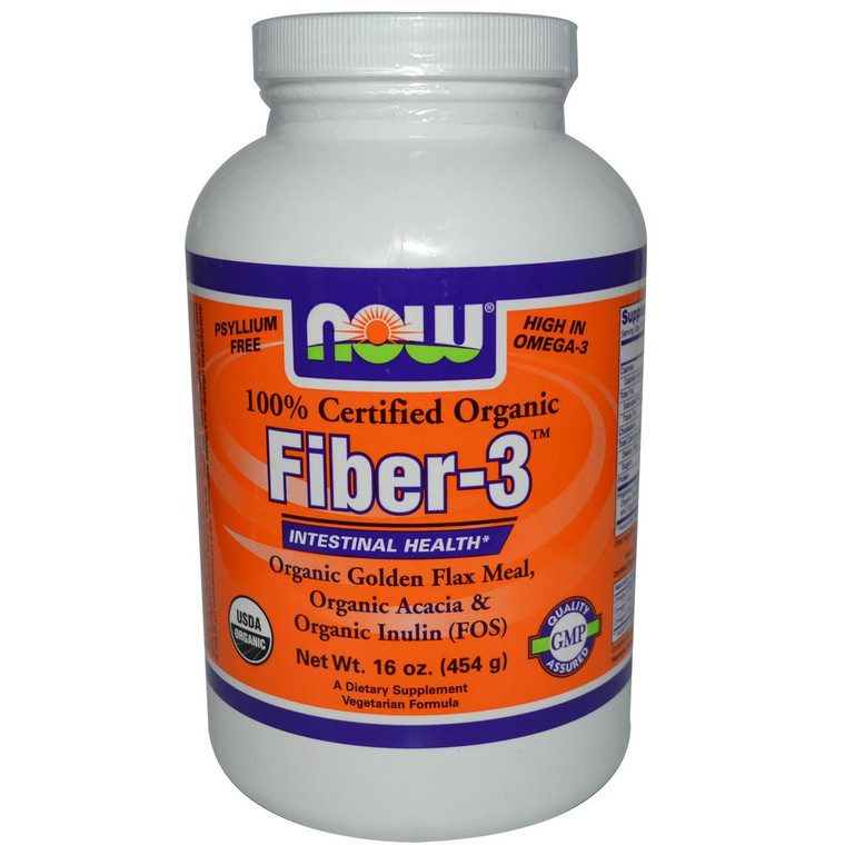 Now Foods, Certified Organic, Fiber-3, Powder, 16 oz (454 g)
