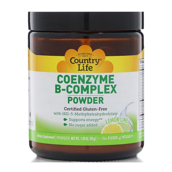 Country Life, Coenzyme B-Complex Powder, Lemon Lime, 1.95 oz (55 g) (Discontinued Item)