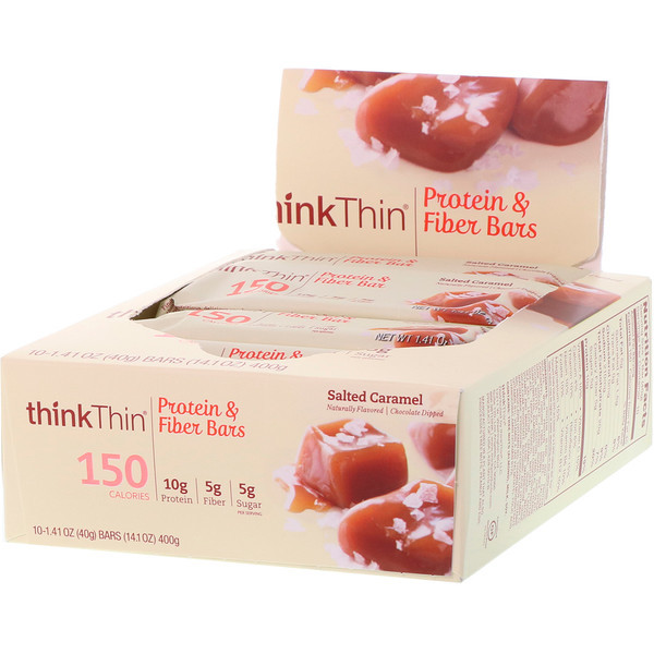 ThinkThin, Protein+ 150 Calorie Bars, Salted Caramel, 10 Bars, 1.41 oz (40 g) Each