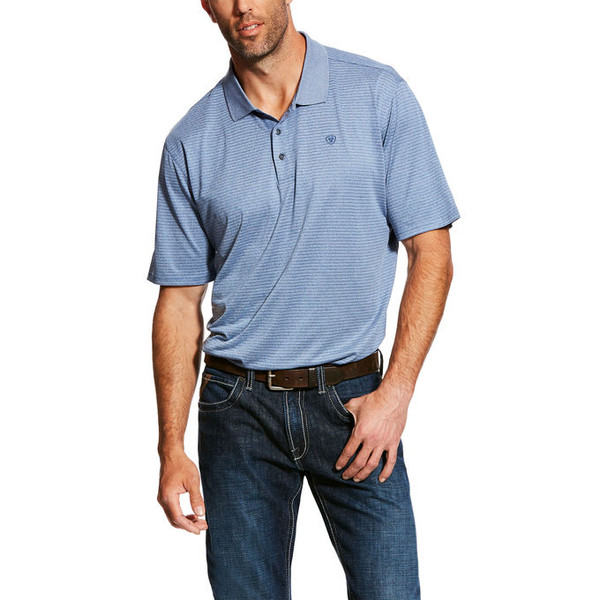 ARIAT FADE TEK POLO BRIGHT INDIGO STRIPE