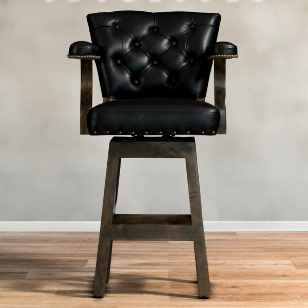 BARSTOOL TUFTED DARK HAIRON BACK