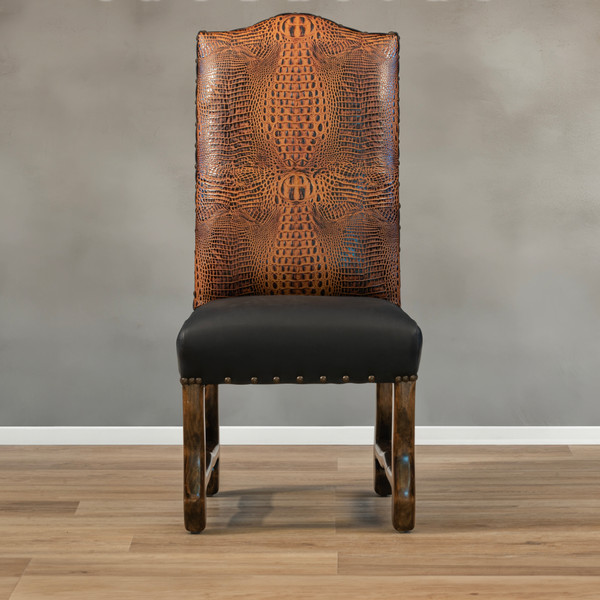 DINING CHAIR BROWN CROCODILE 