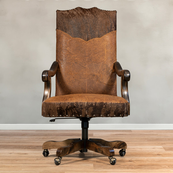 ROUGHOUT LEATHER W/YOKE DESK CHAIR