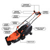 BLACK+DECKER 1600W 38cm Electric Lawn Mower with Bike Handle and Roller - BEMW471BH-GB – image 3