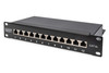 Digitus Cat6A 12-Port Shielded Patch Panel, 10" 1U Rack Mount, LSA, Black - DN-91612S-EA