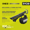 RYOBI 18V ONE+ Brushless Cordless Blower Vac, 10:1 Mulching, 35L Bag (Battery & Charger Not Included) - OBV18 – image 3