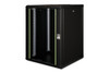 DIGITUS Unique 16U 19" Wall Mounting Network Cabinet, 820 x 600 x 600 mm, Glass Door, Black - DN1916U6/6SW