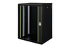 DIGITUS Unique 16U 19" Wall Mounting Network Cabinet, 820 x 600 x 450 mm, Glass Door, Black - DN-1916-U-SW