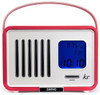 KitSound Swing Mini Portable 1920s Style Retro FM Radio with Alarm Clock - Red