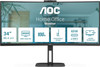 AOC CU34V5C/BK 34" Curved UWQHD 100Hz 1ms USB-C Monitor