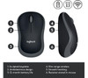 Logitech M185 Wireless Optical Mouse 2.4GHz USB Nano Receiver Ambidextrous Grey