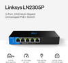 Linksys 5-Port 2.5G Multi-Gig Unmanaged PoE+ Switch Metal Fanless