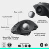 Logitech MX Ergo S Wireless Trackball Mouse Ergonomic Bluetooth USB-C Black