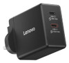 Lenovo 65W Dual USB-C GaN Fast Wall Charger UK 3-Pin Plug for Laptop Phone Black