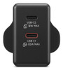 Lenovo 65W Dual USB-C GaN Fast Wall Charger UK 3-Pin Plug for Laptop Phone Black