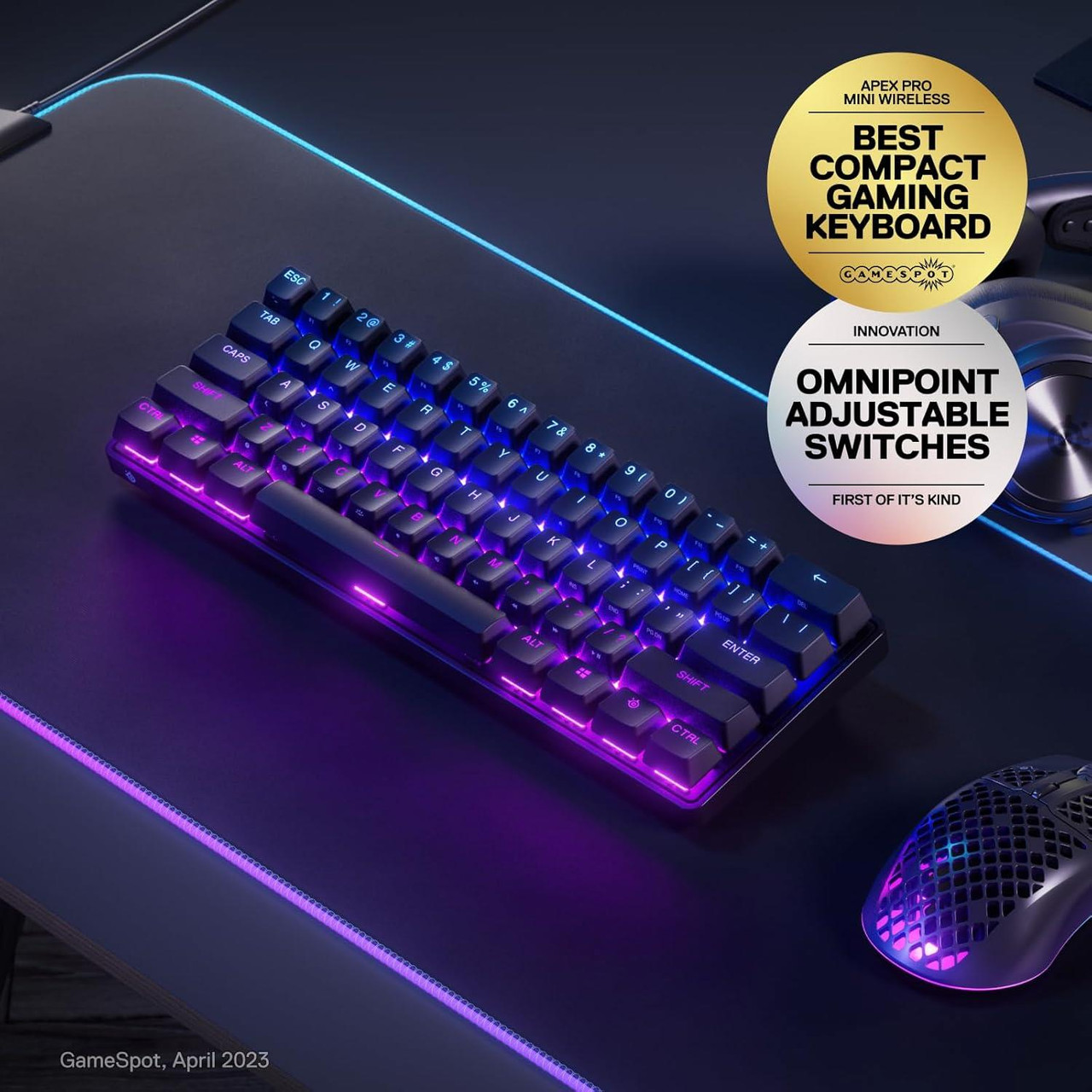 SteelSeries Apex Pro Mini Wireless HyperMagnetic Gaming Keyboard
