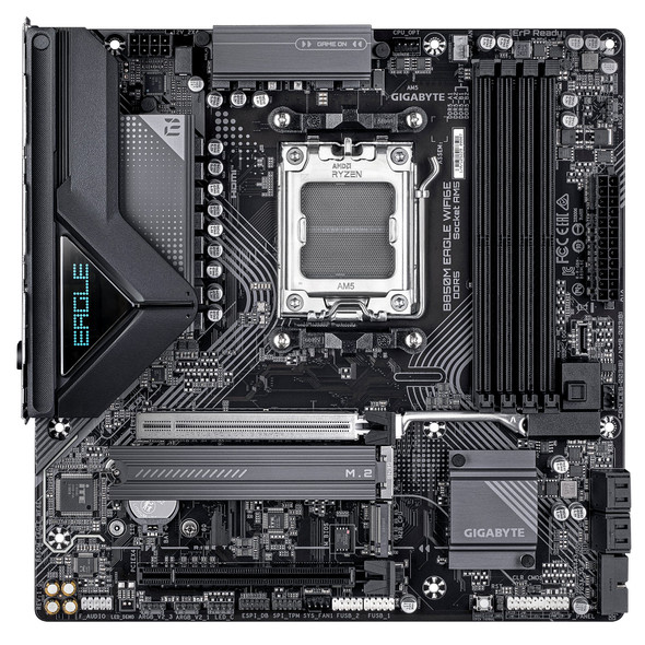 Gigabyte B850M Eagle WIFI6E AMD AM5 Socket Motherboard, Micro-ATX, 4x DDR5 Slots, 2x M.2 Sockets, Fitted I/O Shield, 2.5GbE LAN, Wi-Fi 6E, 2x DisplayPorts / 1x HDMI Port