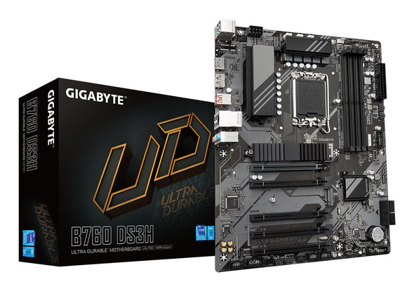 Gigabyte B760 DS3H WIFI6E GEN5 Intel 1700 Socket Motherboard, ATX, 4x DDR5 Slots, 2x M.2 Sockets, GbE LAN, Wi-Fi 6E, 1x DisplayPort / 1x HDMI Port