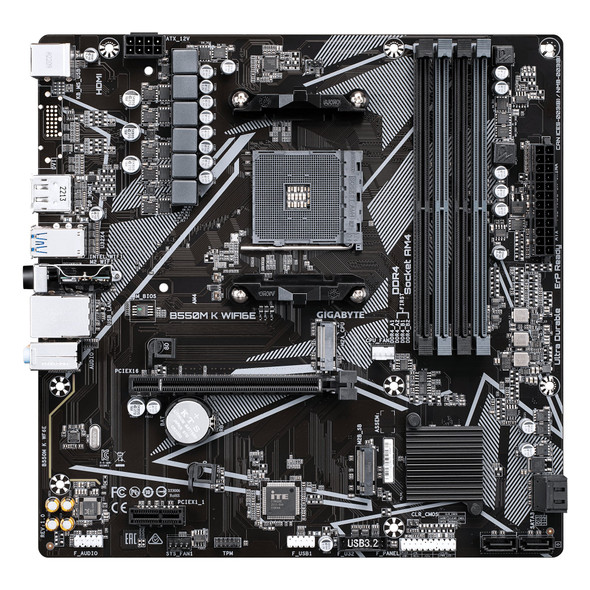 Gigabyte B550M K WIFI6E AMD AM4 Socket Motherboard, Micro-ATX, 4x DDR4 Slots, 2x M.2 Sockets, GbE LAN, Wi-Fi 6E, 1x DisplayPort / 1x HDMI Port – image 2