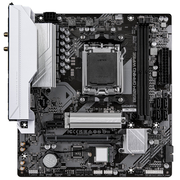 Gigabyte B650M GAMING WIFI6E (Rev. 1.2) AMD AM5 Socket Motherboard, Micro-ATX, 2x DDR5 DIMM Slots, 1x M.2 Socket, 2.5GbE LAN, Wi-Fi 6E, 1x D-Sub / 1x HDMI Port