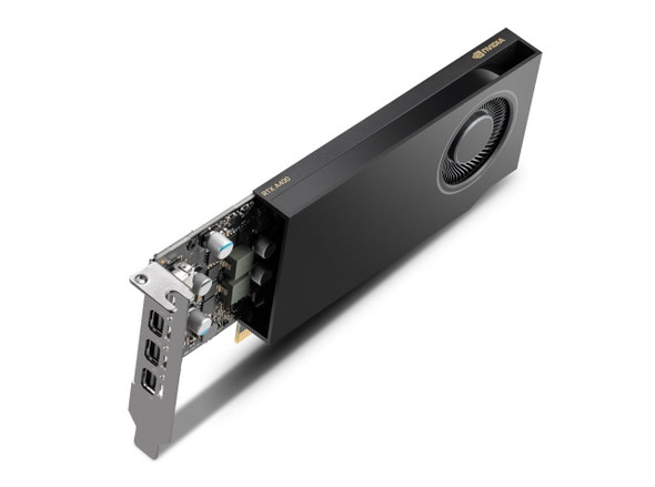 PNY NVIDIA RTX A400 Ampere 4GB Professional Graphics Card, 768 CUDA Cores, 24 Tensor, 6 RT, Single Fan, 4x Mini DisplayPort - OEM